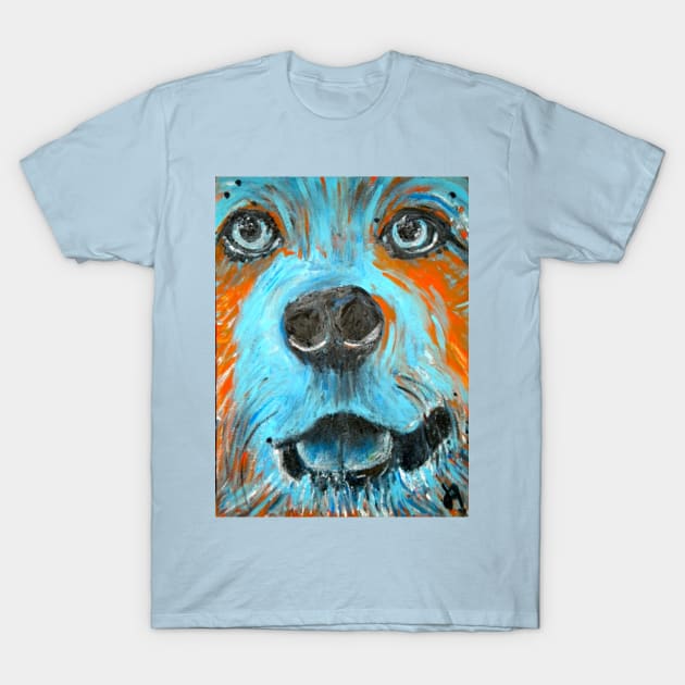 yellow lab in turquiose T-Shirt by Jeneralarts